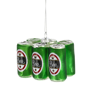 Christbaumschmuck Bierdose handbemalt 10x3x4,5cm Glas bunt Glitzer Weihnachtsaufhänger Baumschmuck