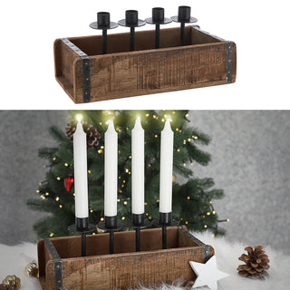 Holzkiste Ziegelform Kerzenständer Altholz 30x15cm/58x12cm Upcycling Buche Used Look Kiste Box Holzbox Stabkerzen