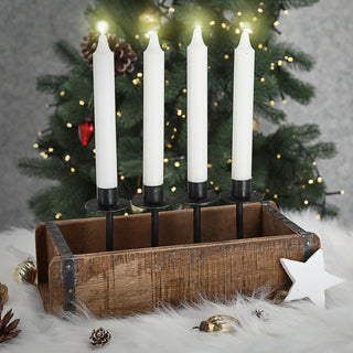 Holzkiste Ziegelform Kerzenständer Altholz 30x15cm/58x12cm Upcycling Buche Used Look Kiste Box Holzbox Stabkerzen