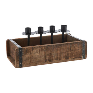 Holzkiste Ziegelform Kerzenständer Altholz 30x15cm/58x12cm Upcycling Buche Used Look Kiste Box Holzbox Stabkerzen