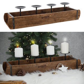 Holzkiste Ziegelform Kerzenständer Altholz 30x15cm/58x12cm Upcycling Buche Used Look Kiste Box Holzbox Stabkerzen