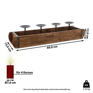 Holzkiste Ziegelform Kerzenständer Altholz 30x15cm/58x12cm Upcycling Buche Used Look Kiste Box Holzbox Stabkerzen