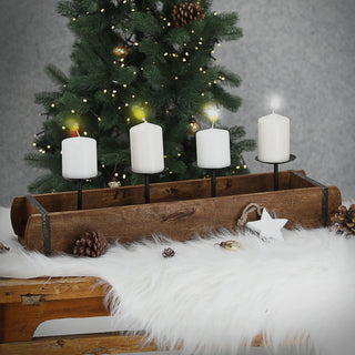 Holzkiste Ziegelform Kerzenständer Altholz 30x15cm/58x12cm Upcycling Buche Used Look Kiste Box Holzbox Stabkerzen