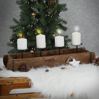 Holzkiste Ziegelform Kerzenständer Altholz 30x15cm/58x12cm Upcycling Buche Used Look Kiste Box Holzbox Stabkerzen