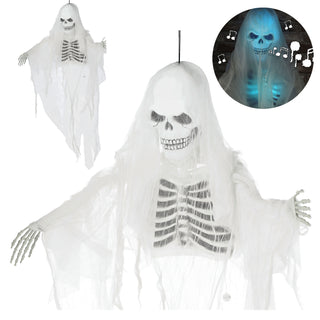Geist mit Schleier animiert zum Aufhängen H140cm Sound LED Lichteffekt Berührungssensor Halloween-Party