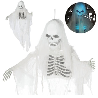 Geist mit Schleier animiert zum Aufhängen H140cm Sound LED Lichteffekt Berührungssensor Halloween-Party