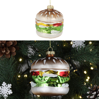 Christbaumschmuck Hot Dog handbemalt 10x3x4,5cm Glas bunt Glitzer Weihnachtsaufhänger Baumschmuck