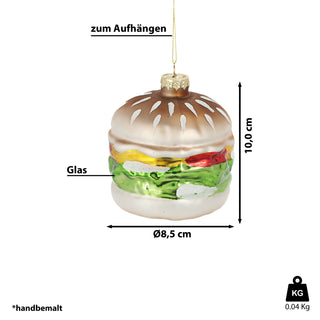 Christbaumschmuck Hot Dog handbemalt 10x3x4,5cm Glas bunt Glitzer Weihnachtsaufhänger Baumschmuck