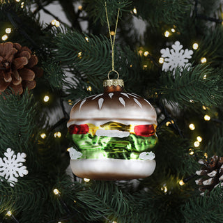 Christbaumschmuck Hot Dog handbemalt 10x3x4,5cm Glas bunt Glitzer Weihnachtsaufhänger Baumschmuck