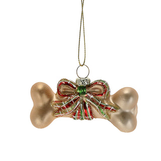 Christbaumschmuck Knochen handbemalt 8x4x2cm Glas bunt Glitzer Weihnachtsaufhänger Baumschmuck