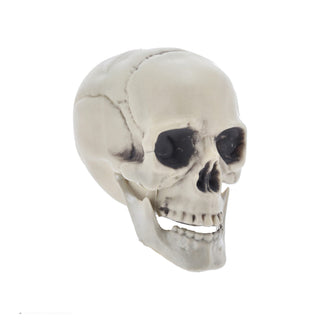 Totenkopf zum Aufstellen Kunststoff 15x15x18cm Totenschädel Horrordekoration Skelettkopf Dekoschädel Knockenoptik Halloweendeko