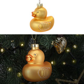 Christbaumschmuck Ente handbemalt 6,5x7x5,5cm Glas gold Weihnachtsaufhänger Baumschmuck