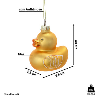 Christbaumschmuck Ente handbemalt 6,5x7x5,5cm Glas gold Weihnachtsaufhänger Baumschmuck