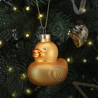 Christbaumschmuck Ente handbemalt 6,5x7x5,5cm Glas gold Weihnachtsaufhänger Baumschmuck