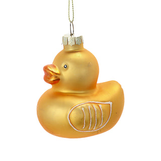 Christbaumschmuck Ente handbemalt 6,5x7x5,5cm Glas gold Weihnachtsaufhänger Baumschmuck