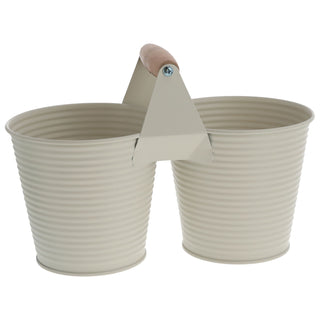Übertopf doppelt mit Henkel verzinktes Stahlblech 14x14cm weiß 2 Töpfe Blumentopf Pflanztopf Topf für Blumen Kräuter Pflanzen
