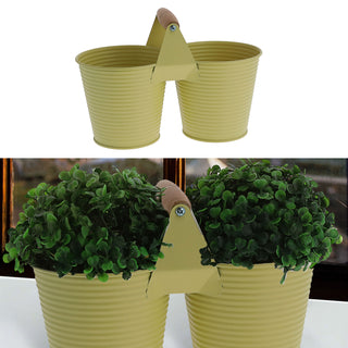 Übertopf doppelt mit Henkel verzinktes Stahlblech 14x14cm weiß 2 Töpfe Blumentopf Pflanztopf Topf für Blumen Kräuter Pflanzen
