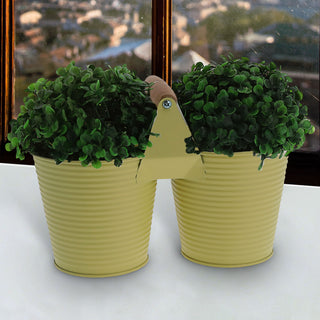 Übertopf doppelt mit Henkel verzinktes Stahlblech 14x14cm weiß 2 Töpfe Blumentopf Pflanztopf Topf für Blumen Kräuter Pflanzen
