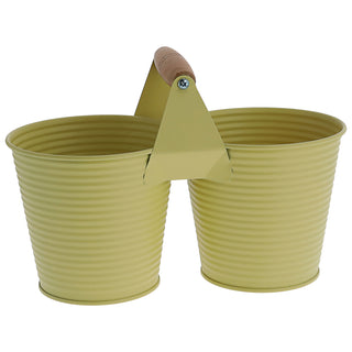 Übertopf doppelt mit Henkel verzinktes Stahlblech 14x14cm weiß 2 Töpfe Blumentopf Pflanztopf Topf für Blumen Kräuter Pflanzen