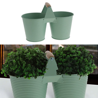 Übertopf doppelt mit Henkel verzinktes Stahlblech 14x14cm weiß 2 Töpfe Blumentopf Pflanztopf Topf für Blumen Kräuter Pflanzen