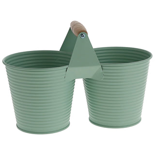 Übertopf doppelt mit Henkel verzinktes Stahlblech 14x14cm weiß 2 Töpfe Blumentopf Pflanztopf Topf für Blumen Kräuter Pflanzen