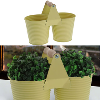 Übertopf doppelt mit Henkel verzinktes Stahlblech 14x14cm weiß 2 Töpfe Blumentopf Pflanztopf Topf für Blumen Kräuter Pflanzen