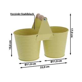 Übertopf doppelt mit Henkel verzinktes Stahlblech 14x14cm weiß 2 Töpfe Blumentopf Pflanztopf Topf für Blumen Kräuter Pflanzen