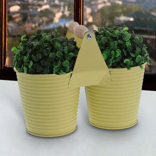 Übertopf doppelt mit Henkel verzinktes Stahlblech 14x14cm weiß 2 Töpfe Blumentopf Pflanztopf Topf für Blumen Kräuter Pflanzen
