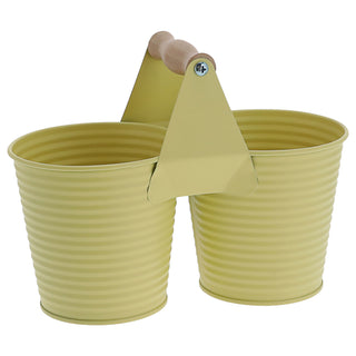 Übertopf doppelt mit Henkel verzinktes Stahlblech 14x14cm weiß 2 Töpfe Blumentopf Pflanztopf Topf für Blumen Kräuter Pflanzen