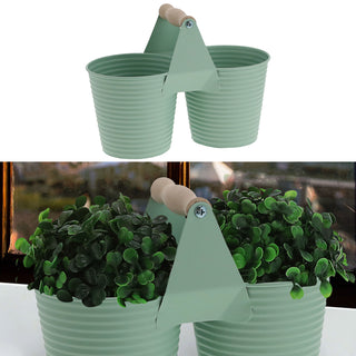 Übertopf doppelt mit Henkel verzinktes Stahlblech 14x14cm weiß 2 Töpfe Blumentopf Pflanztopf Topf für Blumen Kräuter Pflanzen