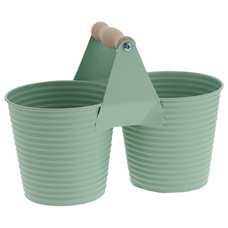 Übertopf doppelt mit Henkel verzinktes Stahlblech 14x14cm weiß 2 Töpfe Blumentopf Pflanztopf Topf für Blumen Kräuter Pflanzen
