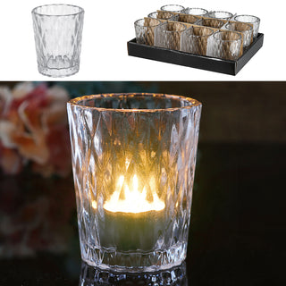 Windlicht Teelichtglas Prägung 12er Set Glas Ø7,5x8cm Teelichtglas Kerzenglas Glasgefäß Tischdekoration