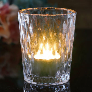 Windlicht Teelichtglas Prägung 12er Set Glas Ø7,5x8cm Teelichtglas Kerzenglas Glasgefäß Tischdekoration