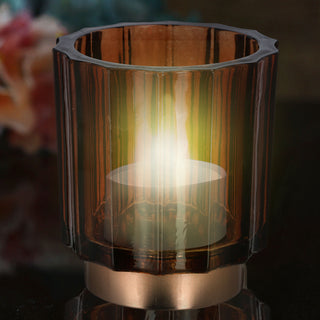 Windlicht Teelichtglas 6er Set Ø9,2x10cm 3 Farben Sockel Glas Teelichthalter Kerzenhalter Kerzenständer