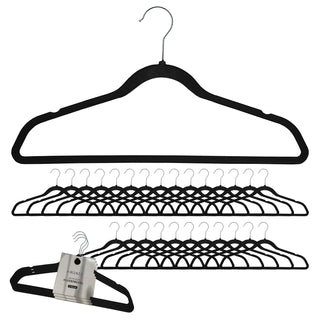 Kleiderbügel Antirutsch 30er Set Bügel beflockt schwarz 360° Haken drehbar dünn platzsparend