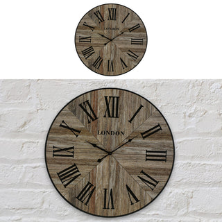 Wanduhr XL Ø60cm natur Vintage Shabby Chic Küchenuhr Uhr Wohnzimmeruhr batteriebetrieben