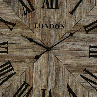 Wanduhr XL Ø60cm natur Vintage Shabby Chic Küchenuhr Uhr Wohnzimmeruhr batteriebetrieben