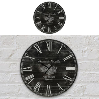 Wanduhr XL Ø60cm schwarz Vintage Shabby Chic Küchenuhr Uhr Wohnzimmeruhr batteriebetrieben