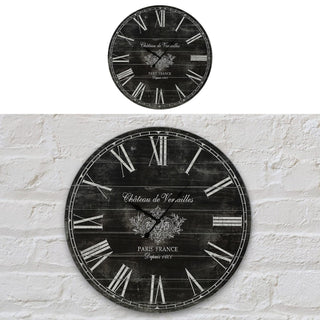 Wanduhr XL Ø60cm schwarz Vintage Shabby Chic Küchenuhr Uhr Wohnzimmeruhr batteriebetrieben