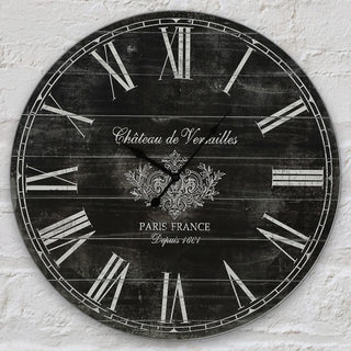 Wanduhr XL Ø60cm schwarz Vintage Shabby Chic Küchenuhr Uhr Wohnzimmeruhr batteriebetrieben