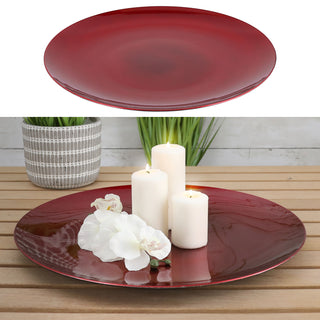 Dekoplatte PVC Ø47cm rot Glasureffekt Platzteller Teller Platte Serviertablett Tischdekoration