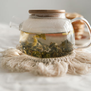 Makramee Untersetzer 4er Set creme Ø10cm Boho-Design Tischset Platzset rund Baumwolle Dekoset