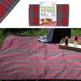 Picknickdecke Beschichtung wasserabweisend 150x130 rot/blau/grün Polyester Polyethylen Decke Karomuster rechteckig Outdoordecke