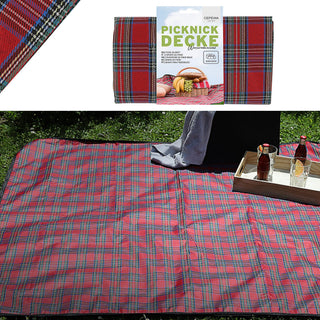 Picknickdecke Beschichtung wasserabweisend 150x130 rot/blau/grün Polyester Polyethylen Decke Karomuster rechteckig Outdoordecke
