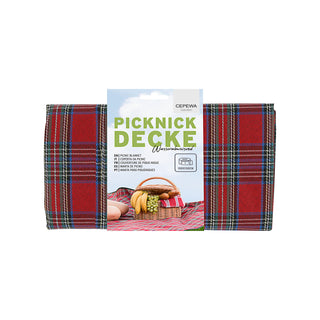 Picknickdecke Beschichtung wasserabweisend 150x130 rot/blau/grün Polyester Polyethylen Decke Karomuster rechteckig Outdoordecke