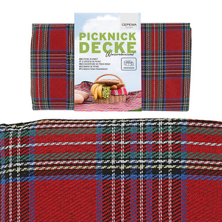Picknickdecke Beschichtung wasserabweisend 150x130 rot/blau/grün Polyester Polyethylen Decke Karomuster rechteckig Outdoordecke
