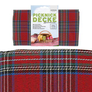 Picknickdecke Beschichtung wasserabweisend 150x130 rot/blau/grün Polyester Polyethylen Decke Karomuster rechteckig Outdoordecke