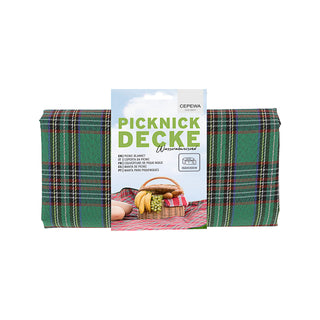Picknickdecke Beschichtung wasserabweisend 150x130 rot/blau/grün Polyester Polyethylen Decke Karomuster rechteckig Outdoordecke