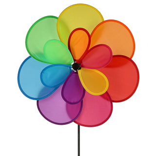 XL Windrad bunt 4er Set 42x82cm 2 Räder Ø 26cm + 42cm Windmühle Beetstecker Blumentopfstecker Gartendekoration