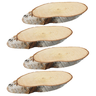 Baumscheibe 4er Set Birke 29x14x2,5cm Holzscheibe Naturprodukt Scheibe Holz Holzplatte Dekoelement